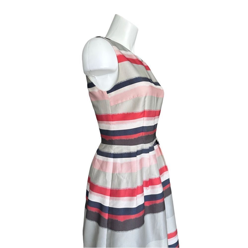 Hugo Boss Women's Striped Sleeveless Dilijana Fit & Flare Midi Dress Size 2 - Picture 2 of 8
